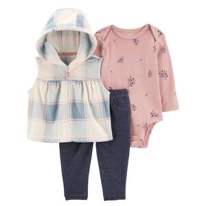 Carters 3-Piece Hooded-Vest Outfit (3M)